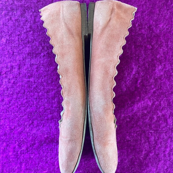 Chloe Melon Colored Suede Lauren Scalloped Edge Flats/ sz 38 - Picture 5 of 14
